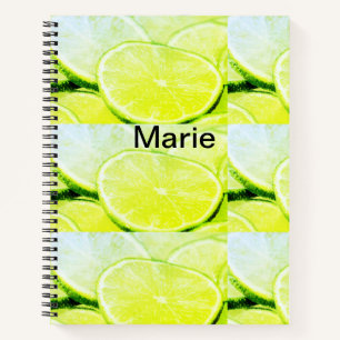 Simple yellow green lemon add name minimal custom notebook