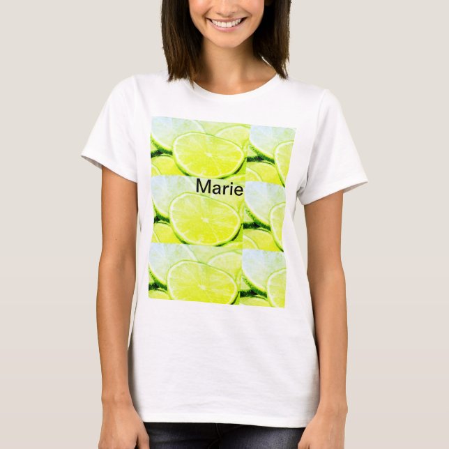 Simple yellow green lemon add name minimal custom  T-Shirt (Front)
