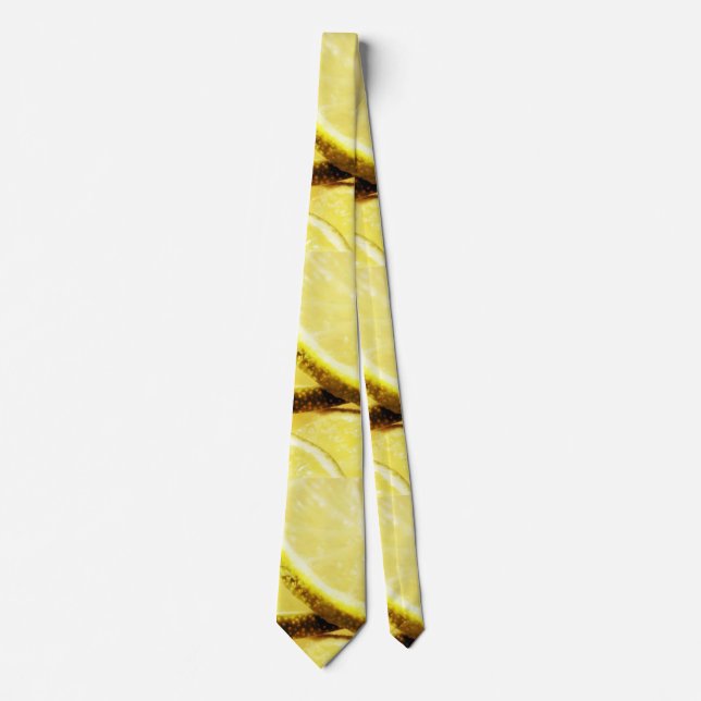 Simple yellow green lemon add name minimal custom  tie (Front)