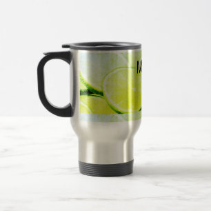 Simple yellow green lemon add name minimal custom travel mug
