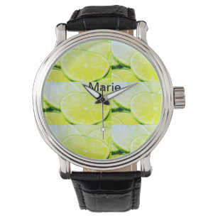 Simple yellow green lemon add name minimal custom  watch