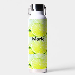 Simple yellow green lemon add name minimal custom water bottle
