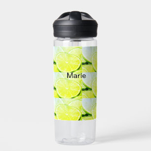 Simple yellow green lemon add name minimal custom water bottle