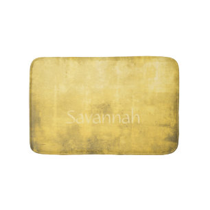 Simple Yellow Grey Abstract Your Name Bath Mat