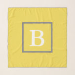 Simple Yellow Grey  and White Monogram Template Scarf<br><div class="desc">Yellow chiffon scarf has a large white monogram in the centre,  which you can personalise with your initial.</div>
