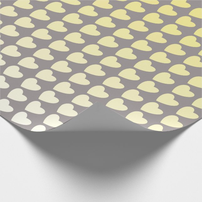 Simple Yellow Grey Heart Pattern Girly Pattern Wrapping Paper (Corner)