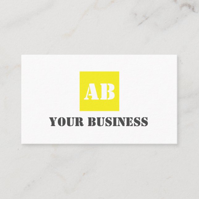 Simple yellow grey Monogram Construction Electric Business Card (Front)