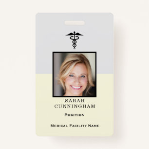 Simple Yellow & Grey Photo Medical ID Badge