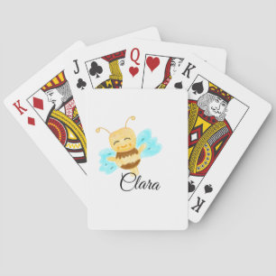 Simple yellow honey bee watercolor add name custom playing cards