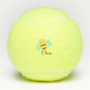 Simple yellow honey bee watercolor add name custom tennis balls
