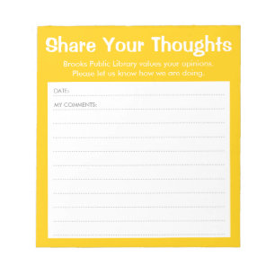 Simple Yellow Library / Business Comment Card Notepad