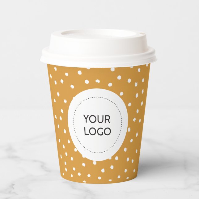 Simple Yellow Minimal Business Logo Custom Paper Cups (Front)