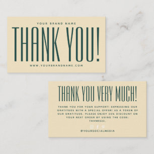 Simple yellow minimalist thank you business card