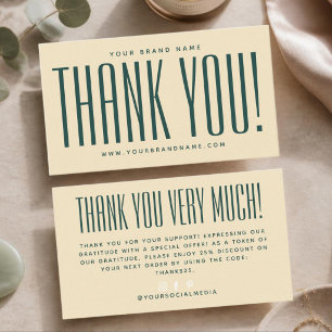 Simple yellow minimalist thank you business card