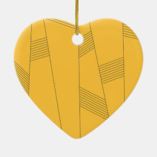 Simple, yellow, modern abstract graphic design ceramic tree decoration