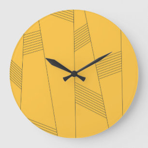 Simple, yellow, modern abstract graphic design large clock