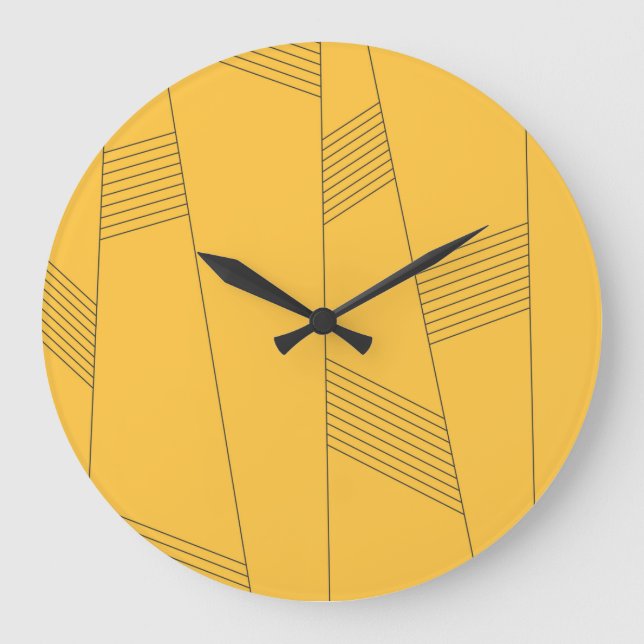 Simple, yellow, modern abstract graphic design large clock (Front)