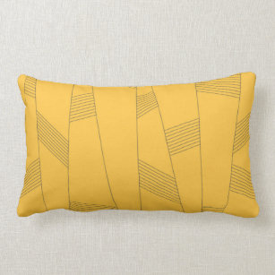 Simple, yellow, modern abstract graphic design lumbar cushion