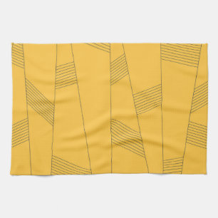 Simple, yellow, modern abstract graphic design tea towel