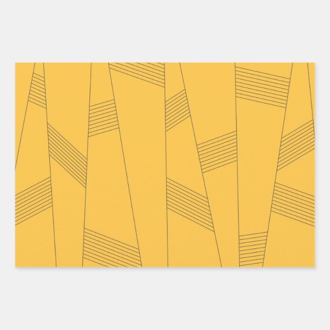 Simple, yellow, modern abstract graphic design wrapping paper sheet (Front)