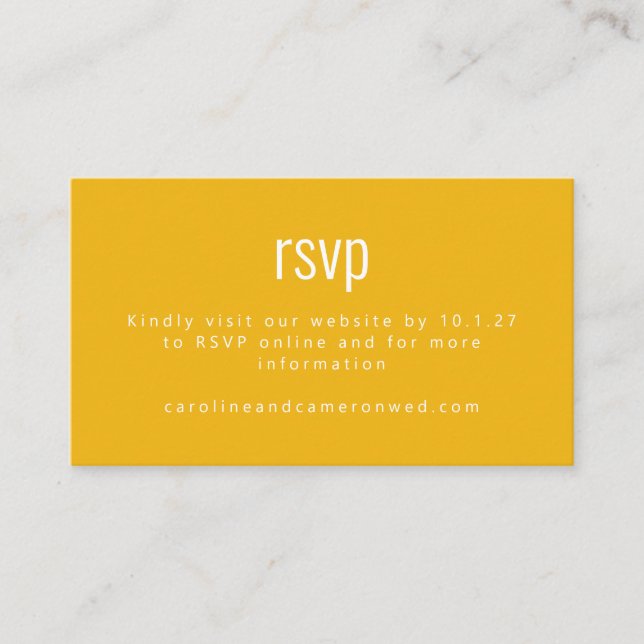 Simple Yellow Modern Typography Wedding RSVP Enclosure Card (Front)