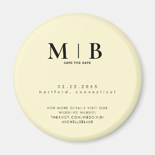 Simple Yellow Monogram Wedding Save the Date Magnet