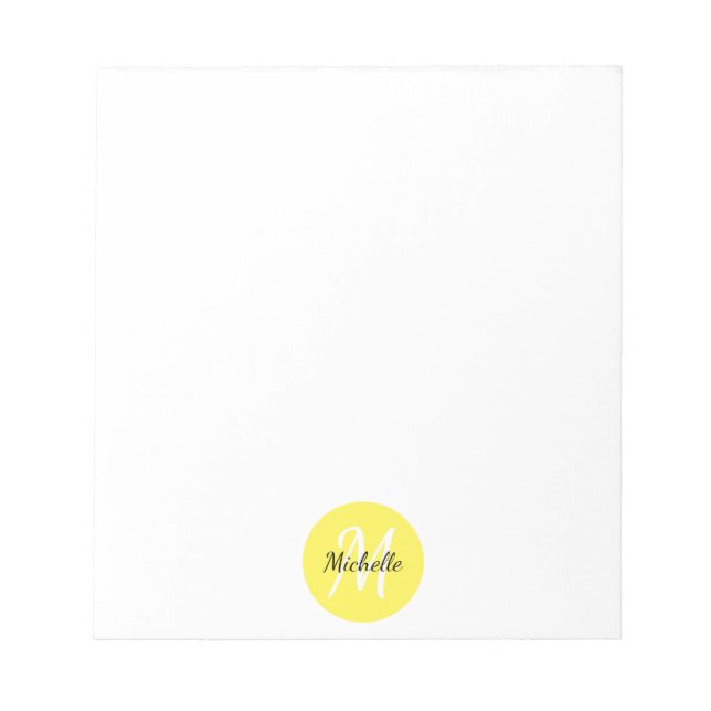 Simple Yellow Monogrammed Notepad (Front)