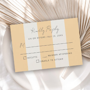 Simple Yellow OffWhite Cabana Stripes Wedding RSVP