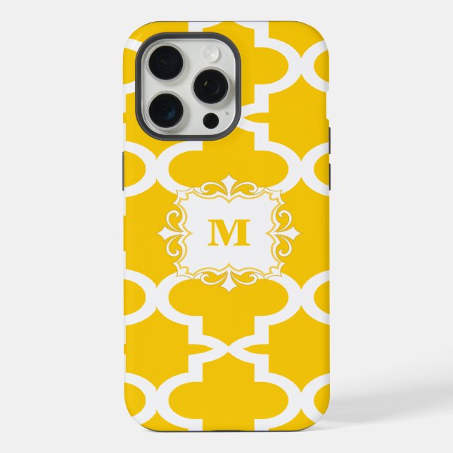 Simple Yellow Pattern Monogram iPhone Case (Back)