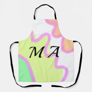 Simple yellow pink watercolor add your monogram    apron