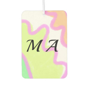 Simple yellow pink watercolor add your monogram car air freshener