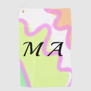 Simple yellow pink watercolor add your monogram golf towel