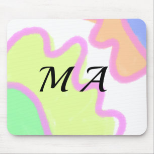 Simple yellow pink watercolor add your monogram mouse mat