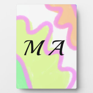 Simple yellow pink watercolor add your monogram plaque