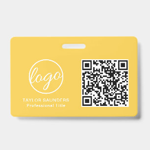 Simple Yellow QR Code Employee ID Badge