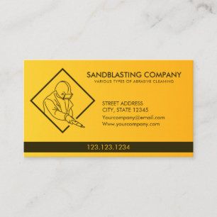 Simple Yellow Sandblasting Power Washer Cleaning Business Card