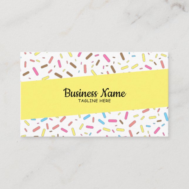 Simple Yellow Sprinkles Frosting Ice Cream Shop Business Card (Front)