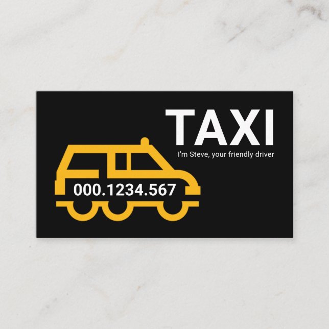 Simple Yellow Taxi Car Station Wagon Business Card (Front)
