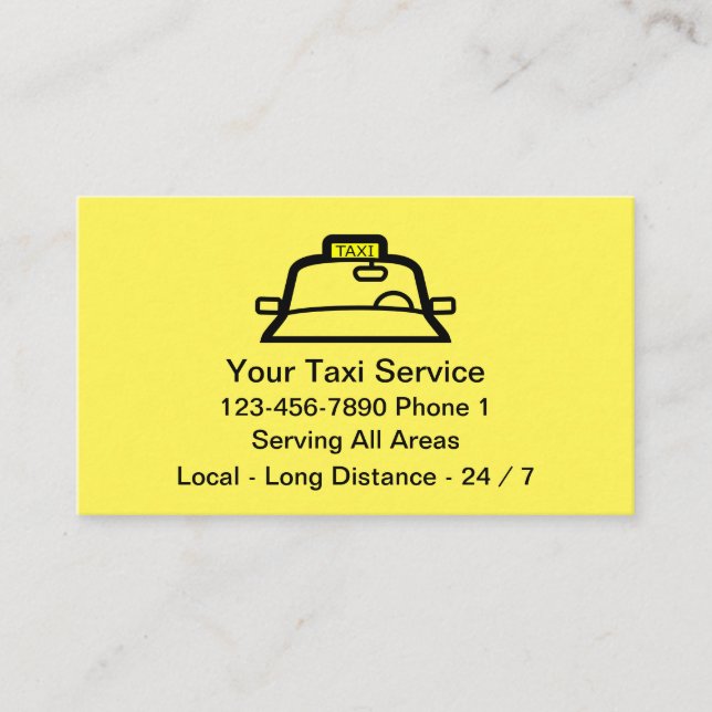 Simple Yellow Taxi Service Business Card (Front)
