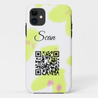 Simple yellow watercolor add Q R code scan text Th