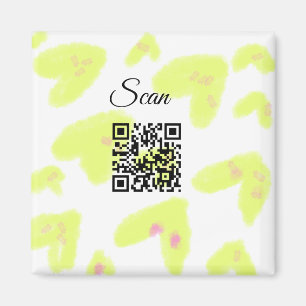 Simple yellow watercolor add Q R code scan text Th Magnet