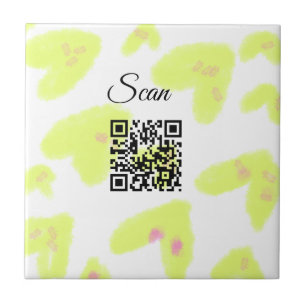Simple yellow watercolor add Q R code scan text Th Tile