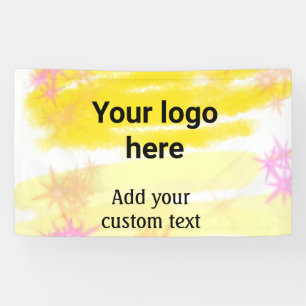 Simple yellow watercolor add your logo custom text banner