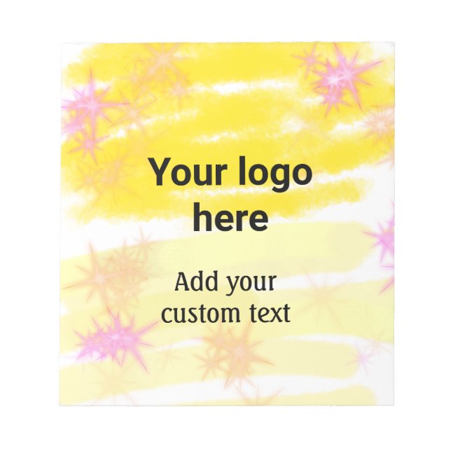 Simple yellow watercolor add your logo custom text notepad (Front)