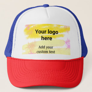 Simple yellow watercolor add your logo custom text trucker hat
