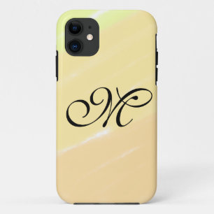 simple yellow watercolor lines add your monogram iPhone 11 case