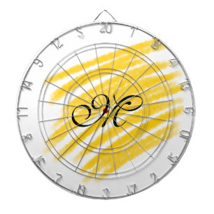 simple yellow watercolor lines add your monogram dartboard