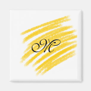 simple yellow watercolor lines add your monogram  magnet
