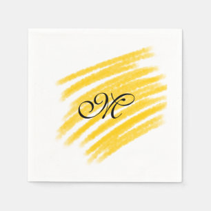 simple yellow watercolor lines add your monogram  napkin