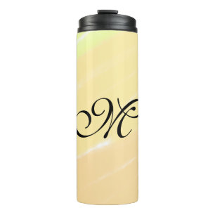 simple yellow watercolor lines add your monogram thermal tumbler
